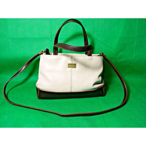 LIZ CLAIBORNE ACCESSORIES Brown/White Leather Shoulder Bag